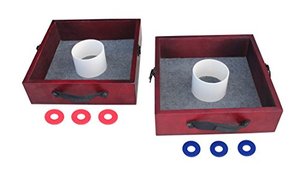 lot 29271 image: Triumph Premium Washer Toss Game - Includes 2 Felt-Lines Washer Boxes and Steel Washers, Brown