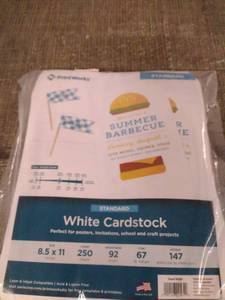 lot 29302 image: Printworks White Cardstock, standard, 67 Lb. Vellum, Smooth, 92 Bright  (250 Sheets)