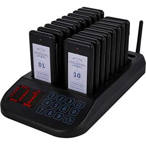 lot 53451 image: VEVOR F103 Restaurant Pager System 18 Pagers, Max 98 Beepers Wireless Calling System, Touch Keyboard with Vibration, Flashing and Buzzer for Church, Nurse, Hospital & Hotel