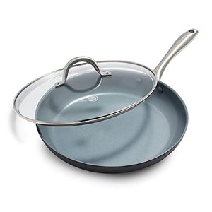 lot 53461 image: GreenPan Lima Hard Anodized Healthy Ceramic Nonstick 12 Frying Pan Skillet with Lid, PFAS-Free, Oven Safe, Gray