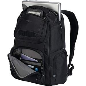 lot 53462 image: Targus Legend IQ Backpack Laptop bag for Business Professional and College Student with Durable Material, Pockets Throughout, Headphone Cord Pocket, TrolleyStrap, Fits 16-Inch Laptop, Black (TSB705US)