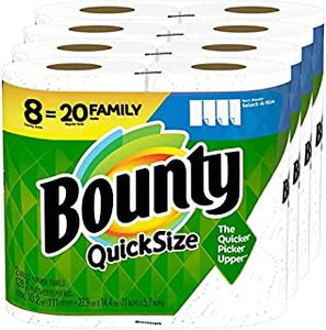 lot 53465 image: Bounty Quick Size Paper Towels, White, 4 Packs Of 2 Family Rolls  8 Family Rolls (B07MHJFRBJ)