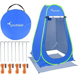 lot 53475 image: Pop Up Camping Shower Tent, Portable Dressing Changing Room Privacy Shelter Tents for Outdoor Camping Beach Toilet and Indoor Photo Shoot with Carrying