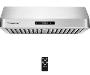 lot 53502 image: AMZCHEF 30 inch Range Hood, Stainless Steel Baffle Filters, New   (Retails $279)