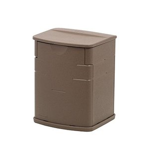 lot 53513 image: Rubbermaid Mini Resin Weather Resistant Outdoor Garden Storage Deck Box, Mocha