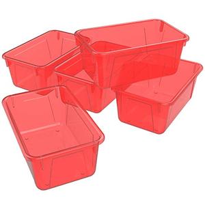 lot 53530 image: Storex Small Cubby Bin, 12.2 x 7.8 x 5.1 Inches, Candy Red  (5-Pack) (62475U05C)