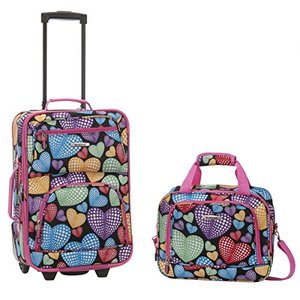 lot 53531 image: Rockland Rio Upright Carry-On & Tote 2-Piece Luggage Set, New Heart