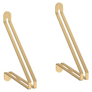lot 23345 image: Liberty 8.12 in. Painted Brushed Brass Steel Sleek Modern Decorative Shelf Bracket (2-Pack) -Retail $19.98