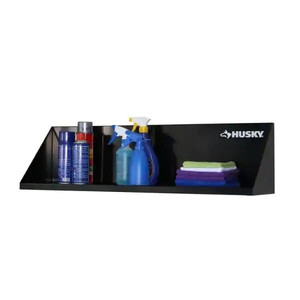 lot 23375 image: Husky Steel Garage Wall Shelf in Black (36 in. W x 9 in. H x 9 in. D) Retail $59.99