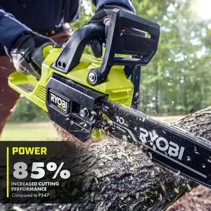 lot 23376 image: RYOBI 18V ONE HP Brushless 10-inch Cordless Battery Chainsaw with 4.0Ah Battery and Charger Retail $199.99