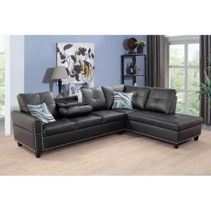 lot 23428 image: Louvenia 97 Wide Faux Leather Sofa & Chaise Retail $939.99