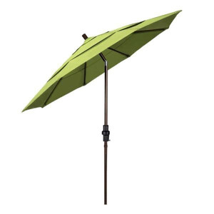 lot 23446 image: California Umbrella - 11 ft. Bronze Aluminum Market Patio Umbrella with Collar Tilt Crank Lift in Parrot Sunbrella Retail $ 503.46