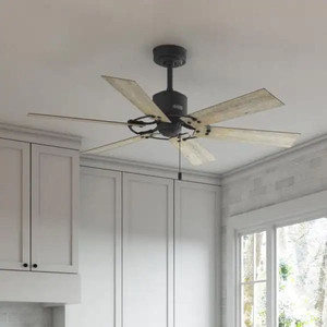 lot 23451 image: Hunter Barrel 52 in. Indoor Matte Black Ceiling Fan. Retail $ 149.00