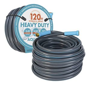 lot 26924 image: Aqua Joe AJHD120-58 Heavy Duty 120-Foot by 58-Inch Inner Diameter Kink-Resistant Professional Cold Water Hose, 500-PSI Burst Rated, Gray