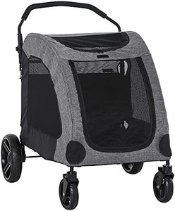 lot 26933 image: PawHut Foldable Dog Stroller with Storage Pocket, Oxford Fabric for Medium or Large Size Dogs