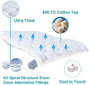 lot 26949 image: Mattress Pad King Mattress Topper - Quilted Fitted Cooling King Mattress Pads - Overfilled with Breathable Snow Down Alternative Filling Mattress Cover
