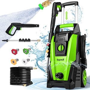 lot 26950 image: Suyncll Pressure Washer, 2.3GPM Electric Power Washer,1800W High Pressure Washer, Professional Washer Cleaner, with 4 Nozzles, Soap Bottle and Hose Reel
