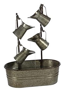lot 26953 image: Deco 79 Farmhouse Metal Oval Fountain, Grey  (24 x 13 x 34)