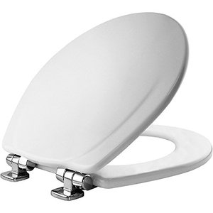 lot 27351 image: Mayfair 830CHSLB 000 Toilet Seat, 1 Pack-ROUND, White-Chrome Hinges
