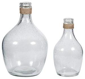 lot 28384 image: Signature Design by Ashley Marcin Modern Glass 2 Piece Bottle Neck Vase Set, Clear