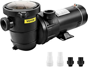 lot 28398 image: VEVOR Swimming Pool Pump, 1.5 HP 115 V, 1100 W Single Speed Pumps for Above Ground Pool w Strainer Basket, 5280 GPH Max. Flow, Certification of ETL for Security