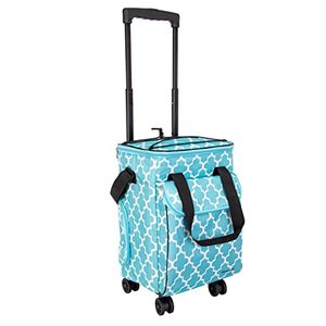 lot 28429 image: Dbest products Ultra Compact Cooler Smart Cart 360 Insulated Collapsible Rolling Tailgate BBQ Beach, Moroccan Tile