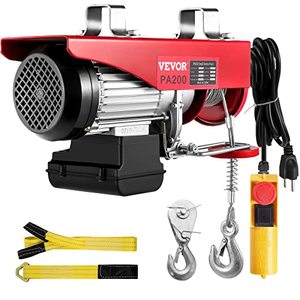 lot 28446 image: VEVOR Electric Hoist, 440LBS Electric Winch, Steel Electric Lift, 110V Electric Hoist with Remote Control & SingleDouble Slings for Lifting in Factories, Warehouses, Construction Site, Mine Filed