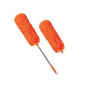 lot 28460 image: Microfiber Feather Duster with Extendable Pole, Gelibo 100 Washable Dusters for Cleaning, 2 Pack Bendable Heads, Scratch-Resistant Cover, Telescoping Cobweb Duster for Ceiling, Fan, Furniture