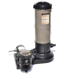 lot 28819 image: HYDROTOOLS BY SWIMLINE Extra-Flo Cartridge Pool Filter Complete System For Above Ground Pools  Quad Element Design  40 SQ FT  0.9 THP DOE Compliant Pump 4500 GPH  For Pools Up To 19000 Gallons