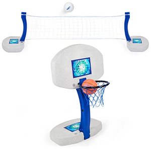lot 28836 image: SwimWays 2 In 1 Pool Sport Combo Set - Outdoor Volleyball & Basketball Net For Swimming Pool