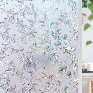 lot 28865 image: Stained Glass Window Film Privacy  Window Privacy Film Sun Blocking Anti UV Rainbow Window Clings 3D Decorative Window Vinyl Static Cling Window Sticker