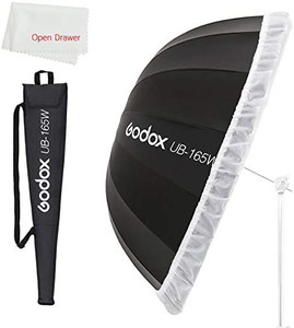 lot 28866 image: Godox UB-165W 65in Parabolic Reflective Umbrella, Black White Reflective Umbrella Studio Light Umbrella with Diffuser Cover Cloth