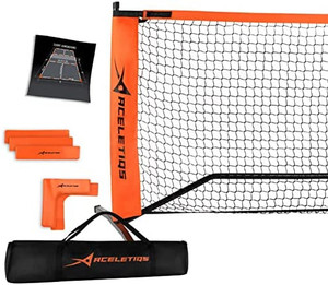 lot 28869 image: Portable Pickleball Net System for Indoor and Outdoor  22ft Long Full Regulation Size Full Pickleball Set  Includes Floor Markers and Carry Bag  Can Be Used for Tennis Net or Raquet Ball as well