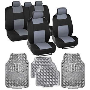 lot 28871 image: BDK PolyPro Car Seat Covers, Full Set  Front and Rear Split Bench Protection, Includes 4PC Vibrant Metallic Floor Mats, Easy to Install, Fits Most Auto Truck Van SUV
