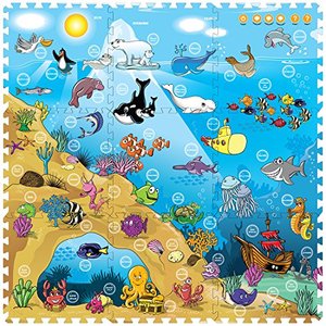 lot 29332 image: Creative Baby 9 Piece Interactive Playmat i-Mat, Under The Sea , 48x48 Inch (Pack of 1)