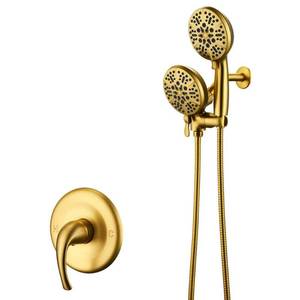 lot 29371 image: ELLO&ALLO Single-Handle 48-Spray Shower Faucet and Handheld Combo with 5 in. Shower Head in Brushed Gold (Valve Included)