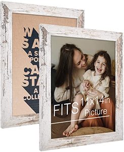 lot 29387 image: Frametory, 11x14 Photo Frame White Distressed Grain Style - Frames for 11 by 14 Picture or Photo - Wide Moulding Design with Real Glass - Wall Display or Tabletop Display (2 Pack)
