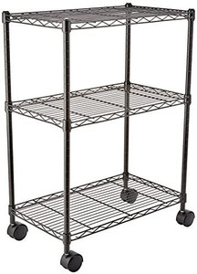 lot 30562 image: Amazonbasics 3-shelf Shelving Unit On Wheels