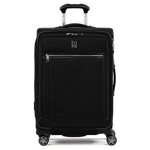 lot 30582 image: Travelpro Platinum Elite Soft side Expandable Spinner Wheel Luggage, Shadow Black, Checked-Medium 25-Inch
