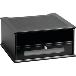lot 30596 image: Victor Wood and Metal Desktop Monitor Stand, Black   (13 x 13 x 6 12)  11755