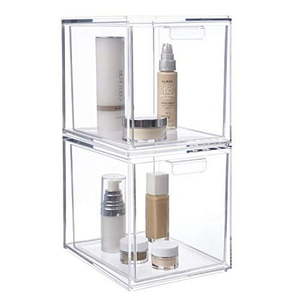 lot 30622 image: STORi Audrey Stackable Cosmetic Organizer Drawers 6-34 Tall, Clear   (Set of 2)