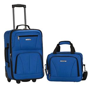lot 30631 image: Rockland Fashion Soft side Upright Luggage Set, Blue, 2-Piece (1419)