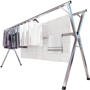 lot 31577 image: JAUREE Clothes Drying Stainless Steel Garment Rack Adjustable and Foldable Space Saving Laundry Drying Rack for Indoor Outdoor with Windproof Hooks Amazons Choice in Clothes Drying Racks by JAUREE (Size Unknown)