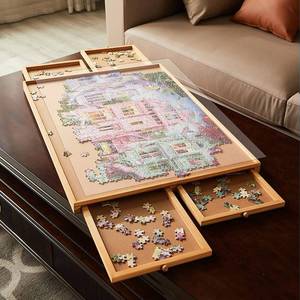 lot 31578 image: Jomtien Wooden Puzzle Table, Portable Puzzle Board with Drawer for Storing Puzzles, Smooth fiberboard Working Surface, Puzzle Tables for Adults  (SOLD AS IS)