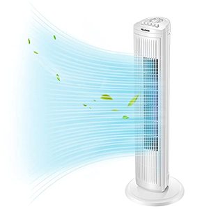 lot 10275 image: PELONIS 30 Inch Oscillating Tower Fan with 3 Speed Settings and Auto-off Timer, Standing Fan PFT28A2BWW, White