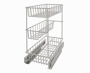 lot 10279 image: ClosetMaid 32105 Premium Wide 3-Tier Compact Kitchen Cabinet Pull-Out Basket, 8.75-Inch