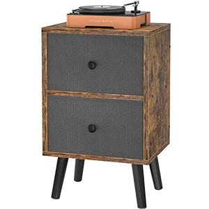 lot 10304 image: Ecoprsio Tall Nightstand, 26 Inch Tall Bedside Table, Mid Century Night Stand with 2 Large Storage Drawers Large End Table Side Table for Bedroom, Living Room, Sofa Couch, Vintage
