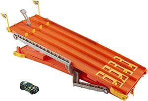 lot 20906 image: Hot Wheels 4-Lane Elimination Race Track Set, Competitive Toy Car Racetrack, Fair-Start Launcher, 1 Hot Wheel Car, Toy for Kids 4 Years Old & Up
