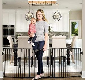 lot 20917 image: Regalo Deluxe Home Accents Widespan Safety Gate, 74.5 W x 28 H, Includes 4 Wall Mounts , Black