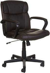 lot 20929 image: Padded Office Desk Chair with Armrests, Adjustable HeightTilt, 360-Degree Swivel, 275Lb Capacity - Dark Brown